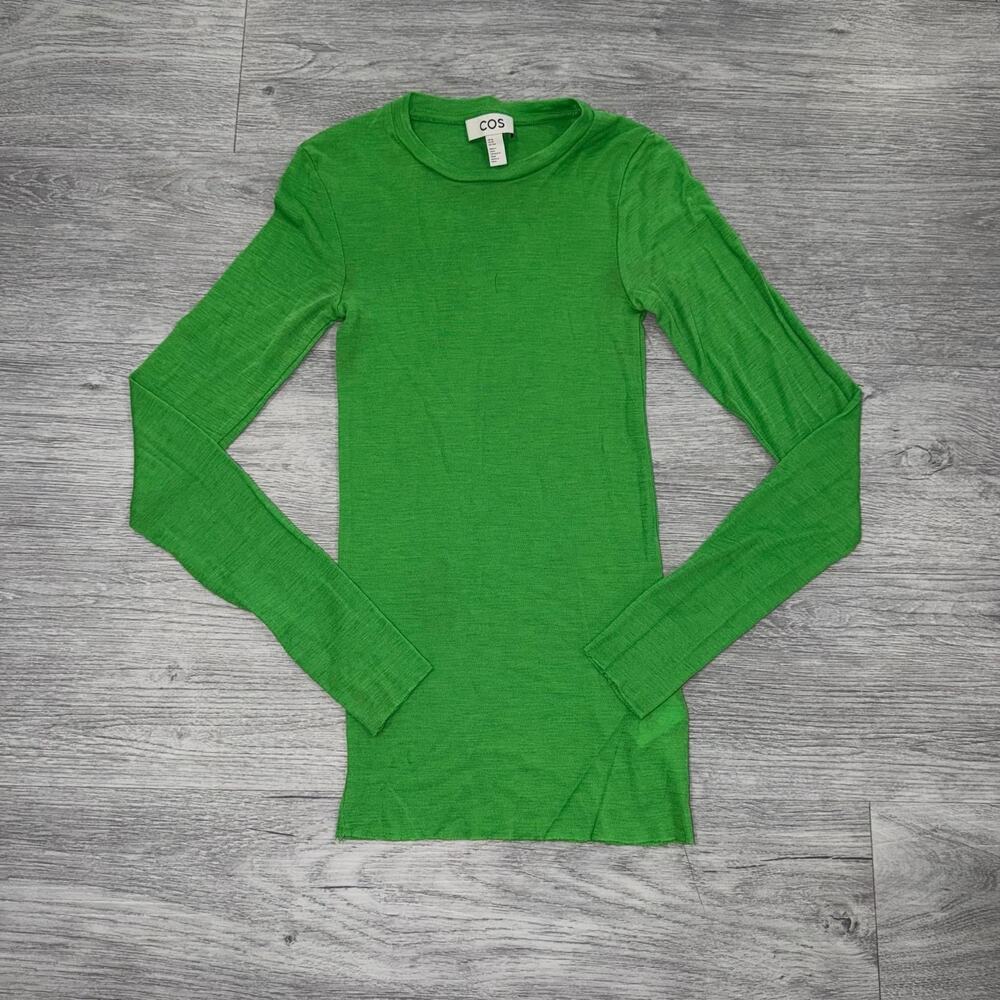 Cos Women's Jumper Size XS Extra Small Green Wool Long Sleeve Sweater